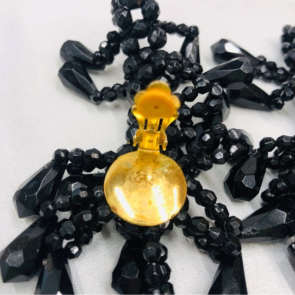 Black Beaded Clip On Dangle Earrings - Picture 4 of 16